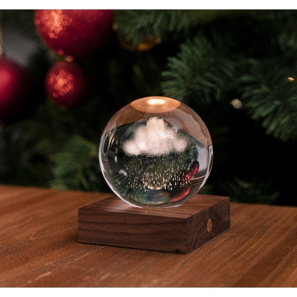 Tumepruun pähklipuidust LED dimmerdatav laualamp klaasist varjuga (kõrgus 12 cm) Amber - Gingko-image-4