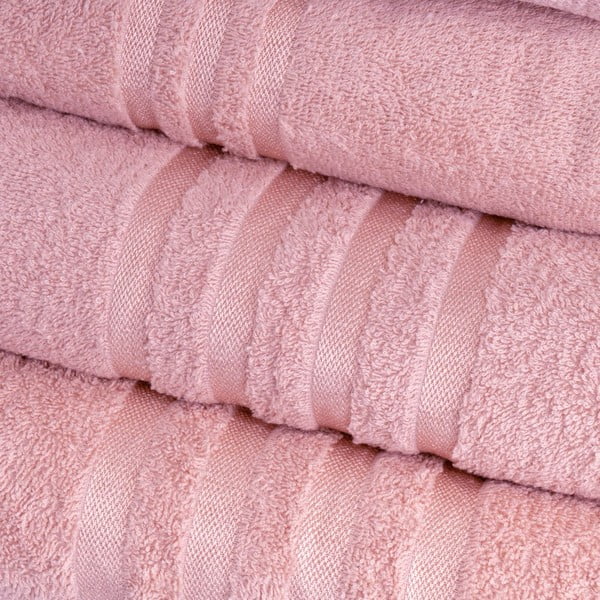 Roosa puuvillane froteerätik 50x100 cm Simple - Casa Selección-image-1