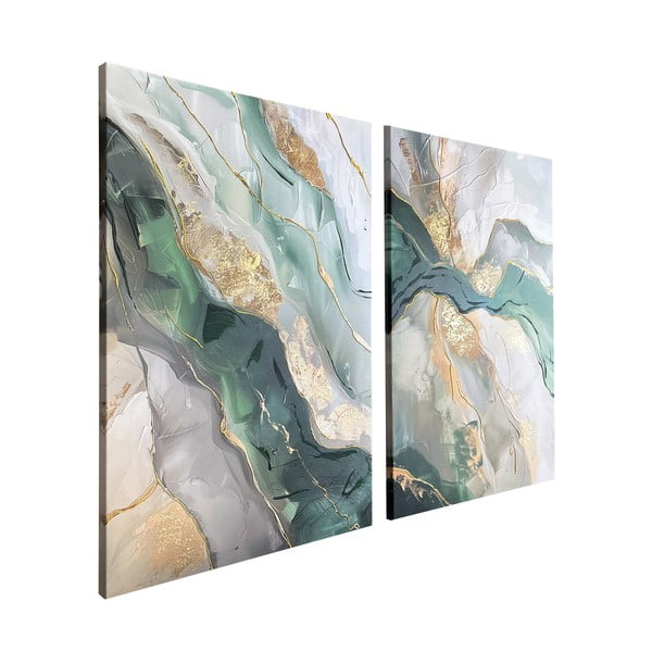 Käsitsi maalitud elementidega maalid 2 tk komplektis 50x70 cm Aventurine - Styler-image-4