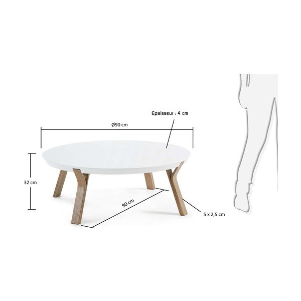 Valge kohvilaud, Ø 90 cm Solid - Kave Home-image-2