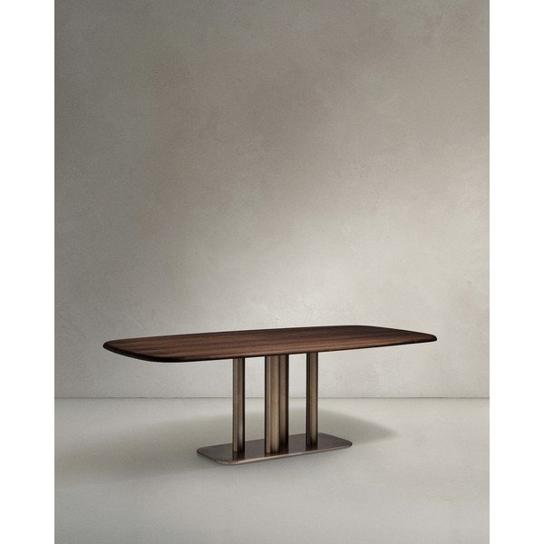 Söögilaud pähklipuust dekooriga 100x180 cm Melvar - Kave Home-image-3