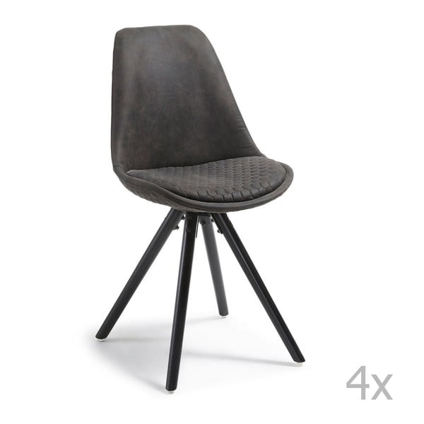 Sada 4 černých židlí s dřevěnými nohami La Forma Lars