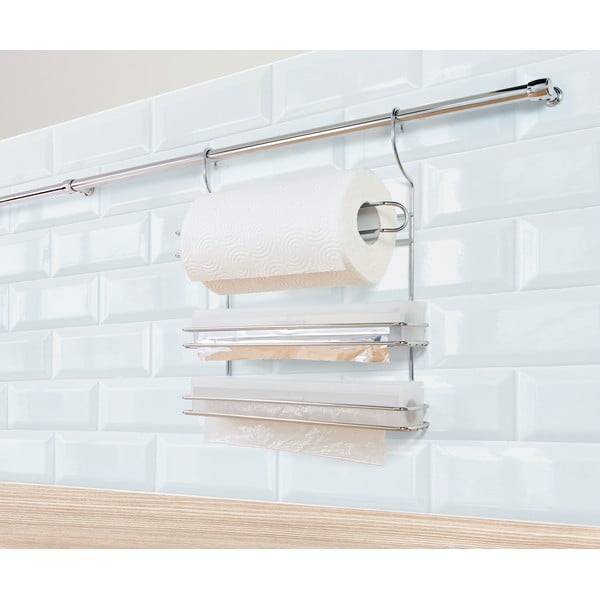 Hõbedane fooliumi- ja majapidamispaberi hoidja rippuv kroomitud teras Lonardo – Metaltex-image-2