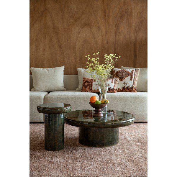 Roheline ümmargune mangopuidust kohvilaud ø 60 cm Mush - Dutchbone-image-1