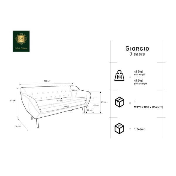 Šedá třímístná pohovka Mazzini Sofas Amelie-image-1