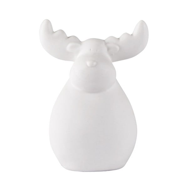 Dekorativní bílá keramická soška KJ Collection Reindeer Ceramic White, 13 cm