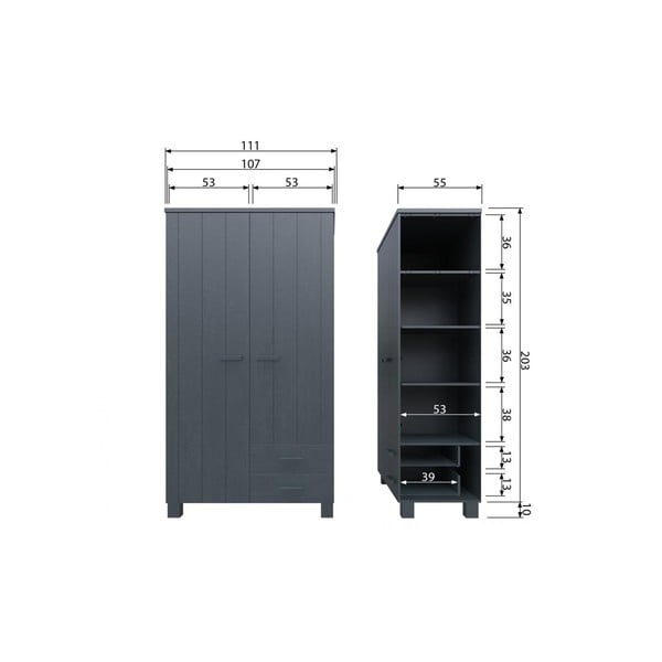 Tumehall männist riidekapp 111x202 cm Dennis - WOOOD-image-1