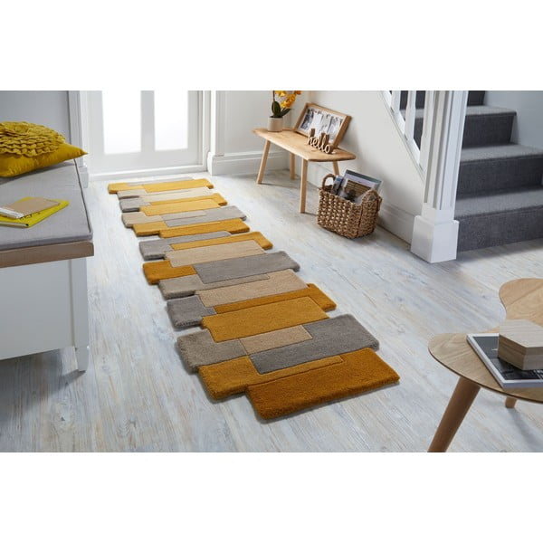 Kollane/beež villane vaip 60x230 cm Collage - Flair Rugs-image-1