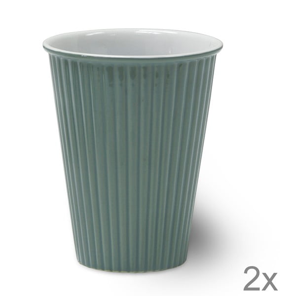 Sada 2 keramických šálků Latte Shutter Blue, 12 cm