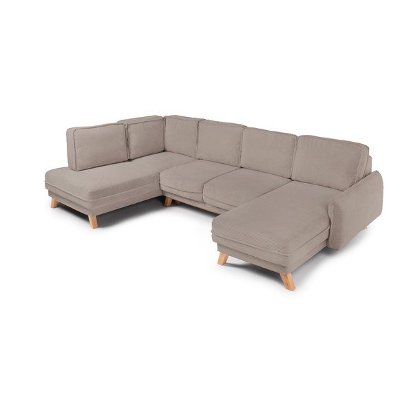 Taupe värvi velvetist diivanvoodi/panipaigaga nurgadiivan (vasak nurk/"U-kujuline") Tori - Bonami Selection-image-1