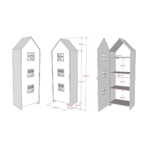Laste riidekapp 173x171,5 cm CASAMI BRUGES - Vipack-image-3