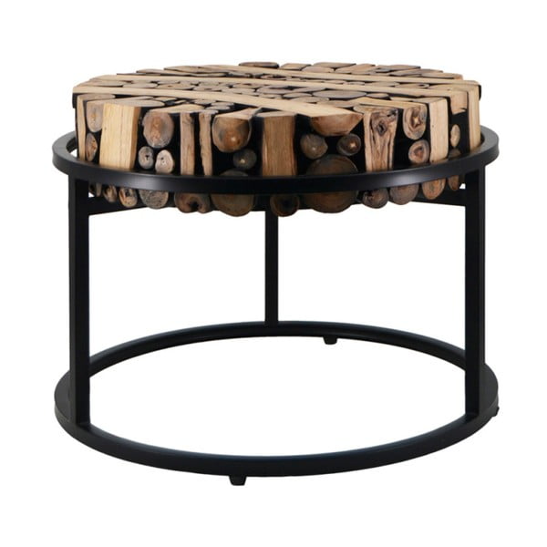 Konferenční stolek z teakového dřeva a železa Moycor, ø 55 x 43 cm