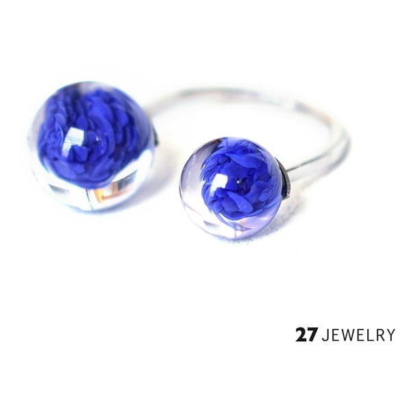 Tmavě modrý dvojitý prsten ze skla Enamor