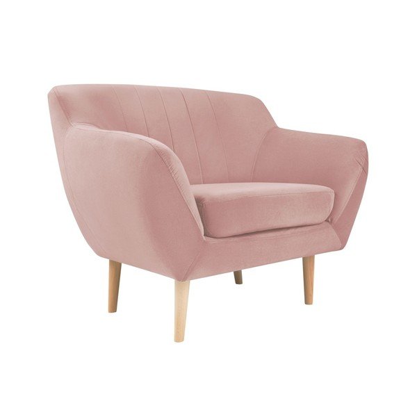 Světle růžové sametové křeslo Mazzini Sofas Sardaigne-image-2