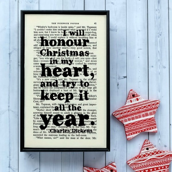 Plakát v dřevěném rámu Dickens Christmas