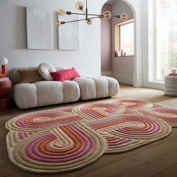 Roosa käsitsi kootud villane vaip 140x200 cm Spiral Shaped - Flair Rugs-image-1