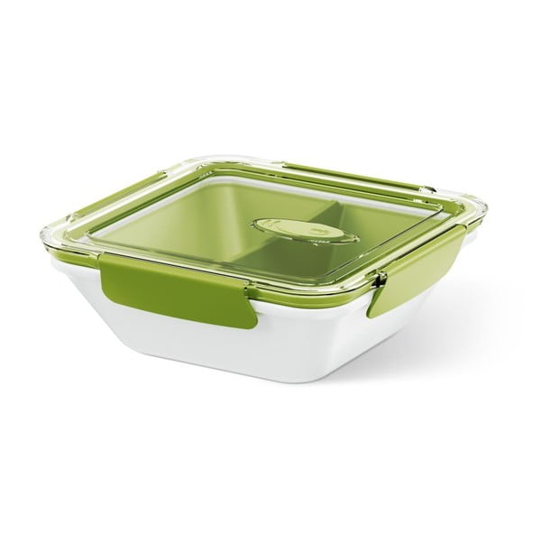 Box na jídlo Rectangular White/Green, 0,9 l