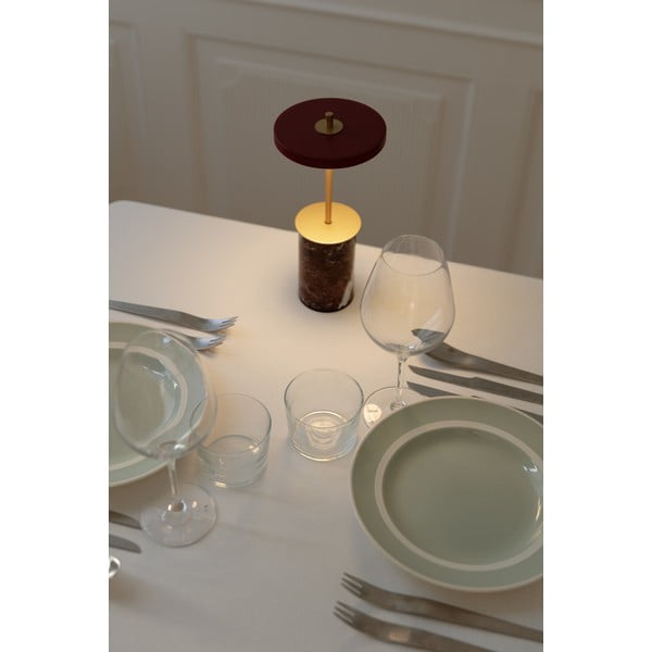 Punane marmorist LED dimmerdatav lauavalgusti metallist lambivarjuga (kõrgus 25,5 cm) Asteria Move Mini - UMAGE-image-3