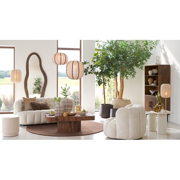 Kreemikas ripplamp kangast varjuga Esmiria - Light & Living-image-1