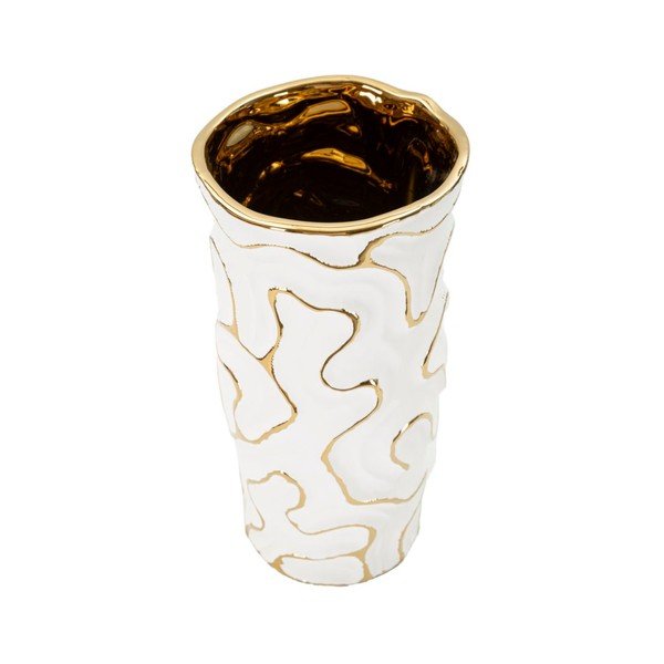 Valge/kuldne keraamiline vaas (kõrgus 25 cm) Adore - Mauro Ferretti-image-2