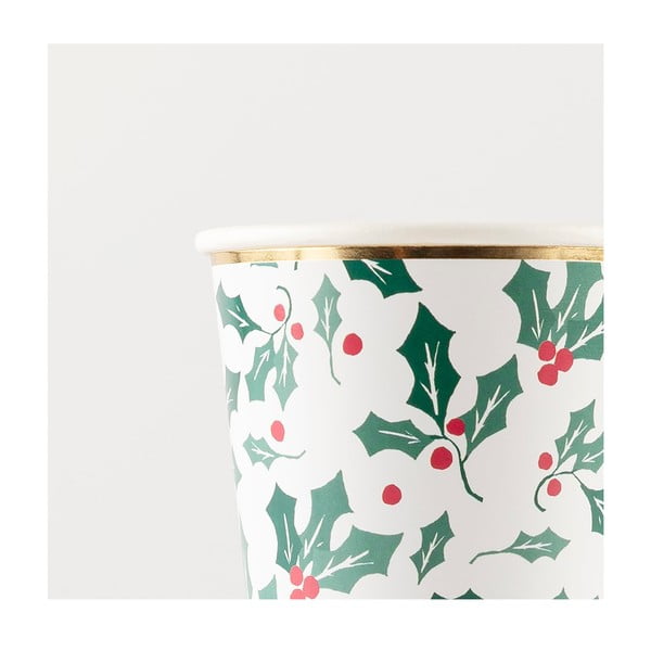 Ühekordsed pabertopsid 8tk komplektis Holly Pattern - Meri Meri-image-1