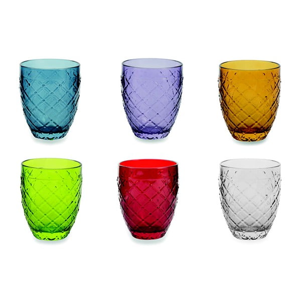 Sada 6 barevných sklenic Villa d'Este Acqua, 350 ml