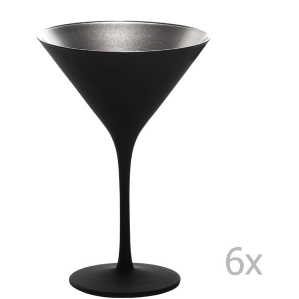 Sada 6 černo-stříbrných sklenic na koktejly Stölzle Lausitz Olympic Cocktail, 240 ml
