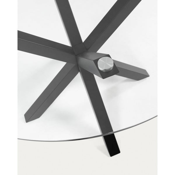 Must ümmargune diivanilaud klaasist pealispinnaga ø 82 cm Argo - Kave Home-image-4