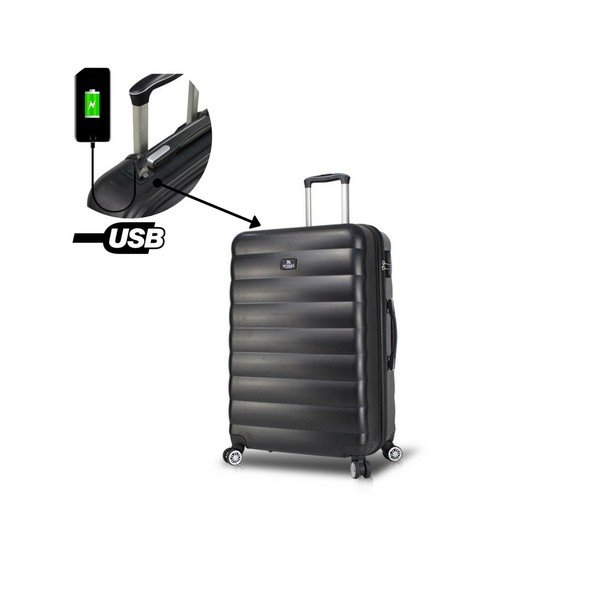 Černý cestovní kufr na kolečkách s USB portem My Valice COLORS RESSNO Large Suitcase-image-2