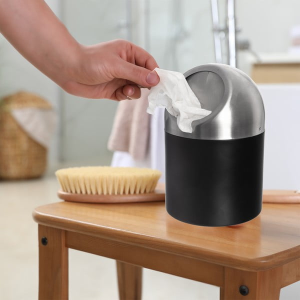 Must roostevabast terasest prügikast 1,2 l BLACK - Orion-image-1