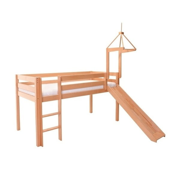 Dětská jednolůžková postel z masivního bukového dřeva se skluzavkou Mobi furniture Tom, 200 x 90 cm