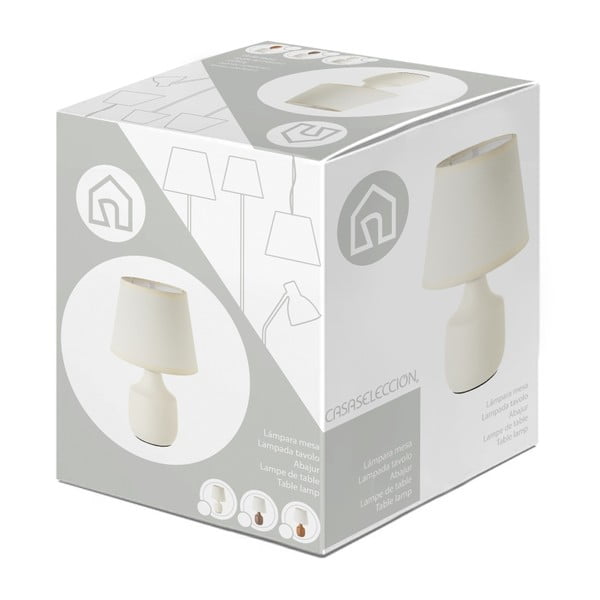 Valge-pruun keraamiline laualamp tekstiilist varjuga (kõrgus 24 cm) – Casa Selección-image-4
