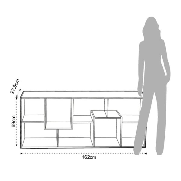 Valge raamaturiiul puidust servaga 69x160 cm Random Andrea - Tomasucci-image-2