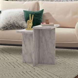 Valge marmorimitatsiooniga diivanilaud 56x56 cm Brielle - CosmoLiving by Cosmopolitan