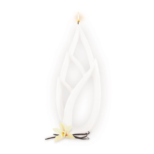Bílá vonná svíčka s vůní vanilky Alusi Livia Grande, 6 hodin hoření