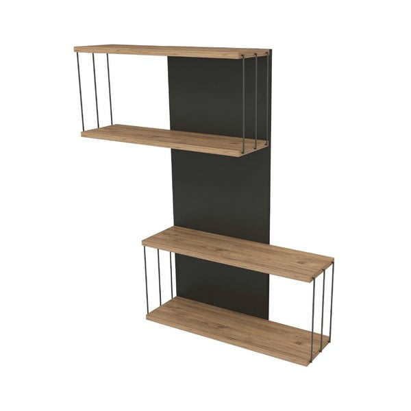 Antratsiitne-puiduvärvi männidekooriga riiul 65 cm Destan - Kalune Design-image-2