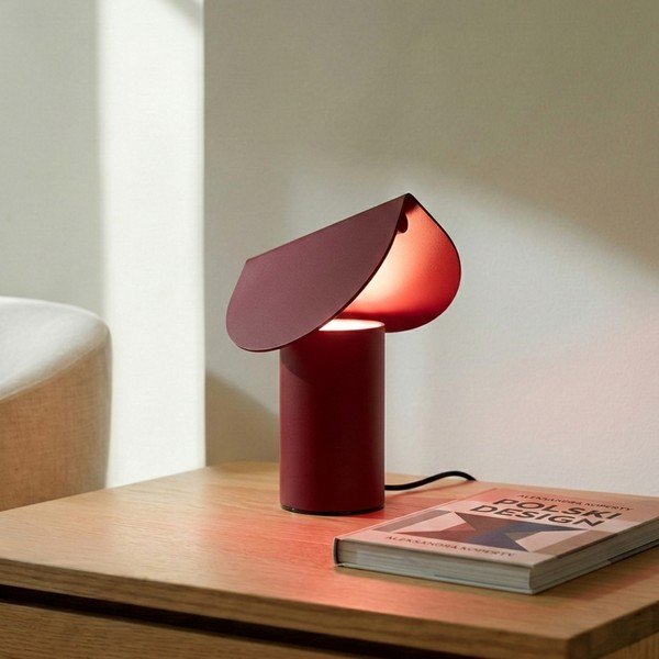 Burgundiapunane alumiiniumist LED-laualamp (kõrgus 15 cm) BISCUIT - Thoro-image-1
