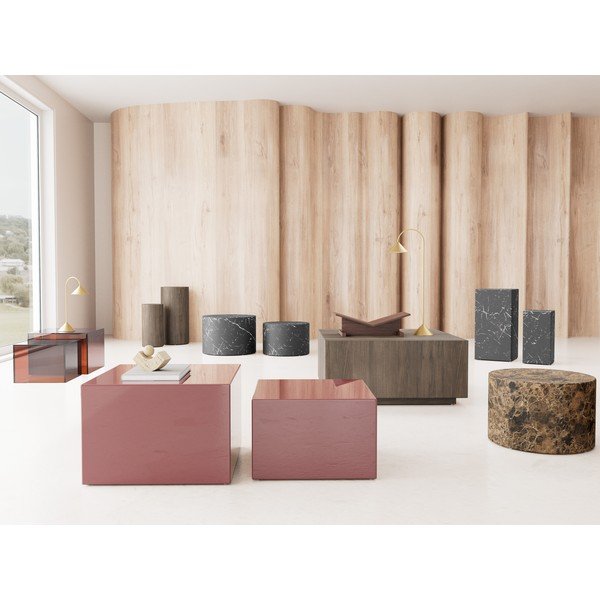 Pruun klaasist diivanilaudade komplekt, 2 tk 50x50 cm Dice - Actona-image-1