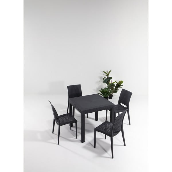 Antratsiitne kunstlikust rotangist aia söögimööbli komplekt 4-le Rattan - Floriane Garden-image-1