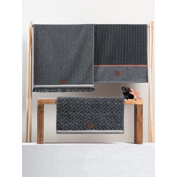 Antratsiitsed rätikud 3tk komplektis 50x90 cm Denim - Foutastic-image-2
