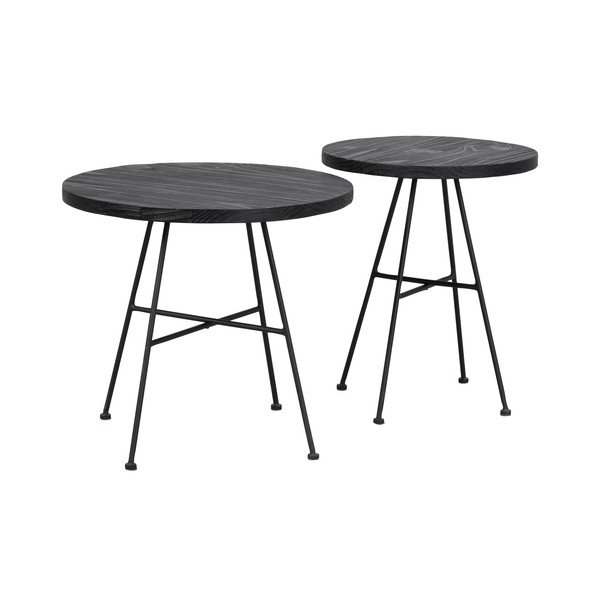 2 musta männi puidust laua komplekt, millel on männi puidust lauad Grafton - Rowico-image-2