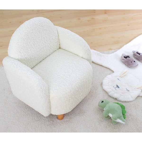 Valge bukleekangast laste tugitool Moylo – Artie-image-1