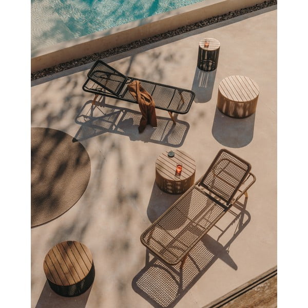 Ümmargune akaatsiaplaadiga aia küljelaud ø 70 cm Dandara - Kave Home-image-2