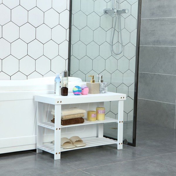 Bílý bambusový regál na 6 párů bot Songmics, šířka 70 cm-image-1