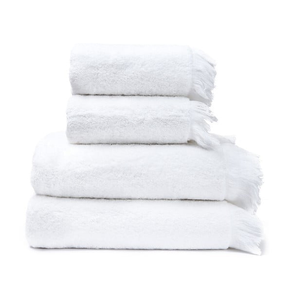 Set 2 bílých ručníků a 2 osušek z čisté bavlny Casa Di Bassi