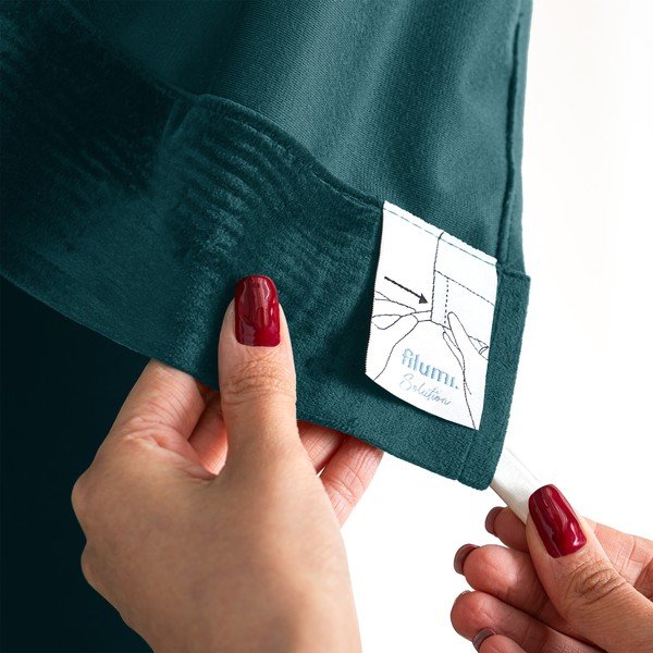 Petrooleumi värvi sametist pimendav kardin 265x175 cm Velto - Filumi-image-4