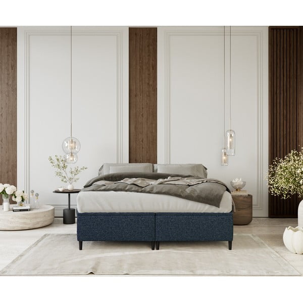 Tumesinine polsterdatud kaheinimese voodi koos panipaigaga 160x200 cm Tate - Maison de Rêve-image-3