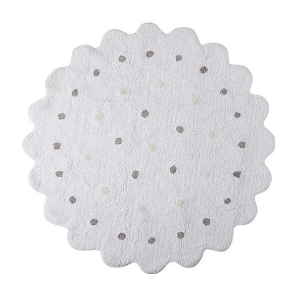 Bílý bavlněný ručně vyráběný koberec Lorena Canals Biscuit, průměr 140 cm