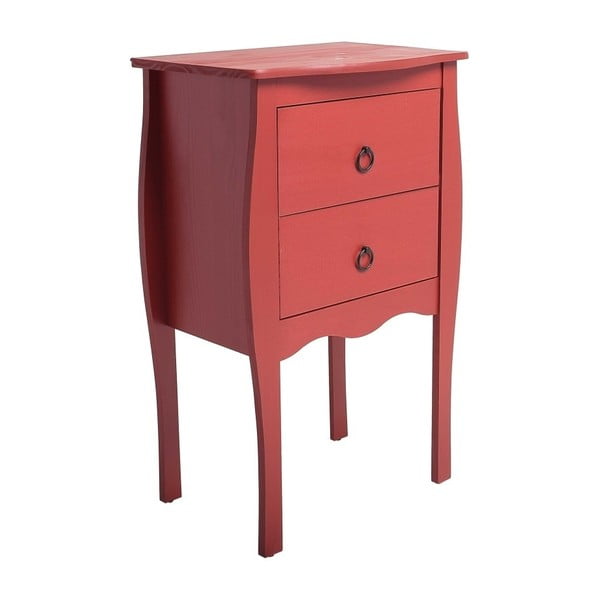 Červený odkládací stolek se 2 zásuvkami z borovicového dřeva SOB Oculus