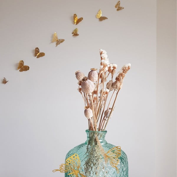 36 isekleepuva kuldse seinaliblikaga komplekt Liblikad kuldne - Ambiance-image-4